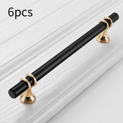 royaluxe - 6pcs poignées de meuble noir poignée noir - poignée de porte de cuisine Poignee Tiroir Laiton poignées dorées meuble entraxe 160mm