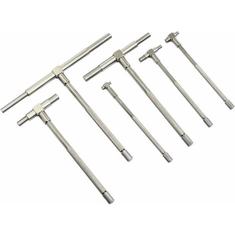 royaluxe - 6PCS Précision Télescopique Jauge, 8-150 mm Micromètre Interne Mesure Alésage Kit, argent, six pièces,