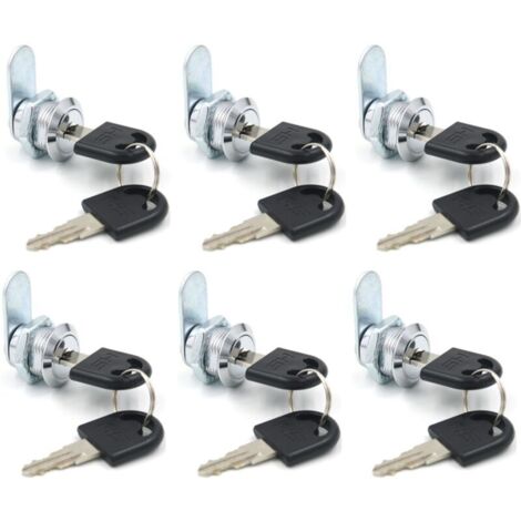 royaluxe - 6Pcs Serrure Batteuse Cylindre，16 mm Verrou de porte de placard èces Serrure de Meuble à Cylindre Serrure Boite aux Lettres Serrure de Tiroir de Bureau,pour Fermer des Placards Tiroir Armoi