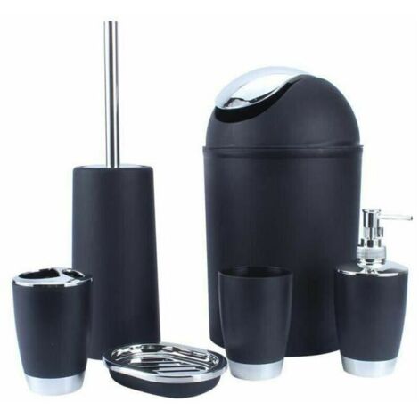 royaluxe - 6pcs Set Salle de Bain Accessoires Salle de Bains porte-savon distributeur créatif en plastique noir