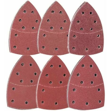 royaluxe -72 pièces Feuilles Abrasives Papier Poncage Triangulaire Delta, 105 x152 mm, (12 x grain 40/60/80/120/180/240 chacun), Pour Ponceuse Multifonction，