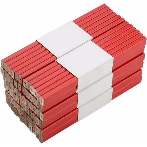 royaluxe - 72Pcs 175mm Crayon de Charpentier octogonaux Rouge Crayon octogonal à bois Crayon charpentier Carpenter Pencil Crayon de menuisier en plomb dur Crayon de menuisier en plomb noir