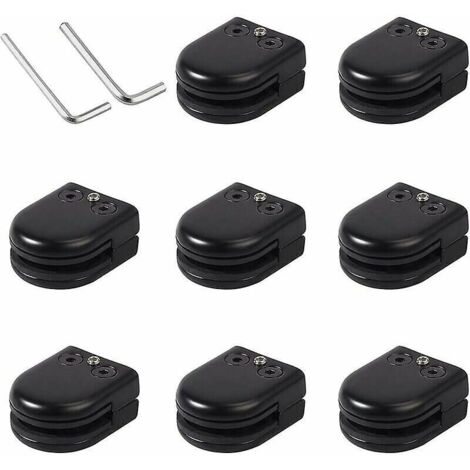 royaluxe -8pcs Pince de Verre 8-10mm en Acier Inoxydable Porte-Verre Clip en Verre Support en Verre Réglable Connexion Arrière Plate pour Balustrade Salle de Bain Escalier Fenêtre Clip en verre rond
