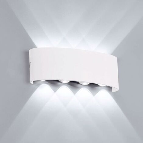 royaluxe -8w Applique Murale LED Lampe Murale Intérieur Extérieur en Aluminium Lumière Haut et Bas Blanc Froid Etanche IP65 pour Chambre Salle Hall Couloir Escalier