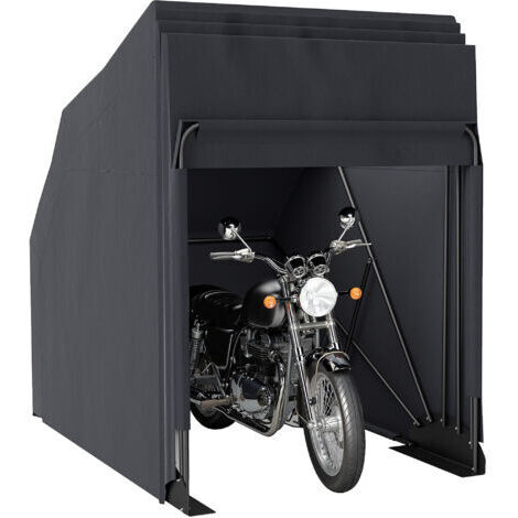 royaluxe -Abri de moto extérieur tente à moto housse de protection en tissu Oxford, 2 fenêtres, 345 x 135 x 191 cm, noir