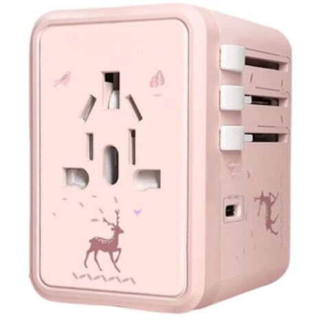 royaluxe -Adaptat de voyage universel, adaptat de prise d'alimentation internationale avec 3 ports USB-C et 2 ports USB-A, charg mural mondial intégré, adapté aux États-Unis, à l'Union opéenne, au R
