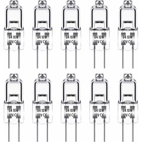 royaluxe -Ampoule Halogene G4, Ampoule G4 12V 10W, blanc chaud 2800K, 150LM, LampeHalogene G4, Lampe à Capsule Transparente, paquet de 10