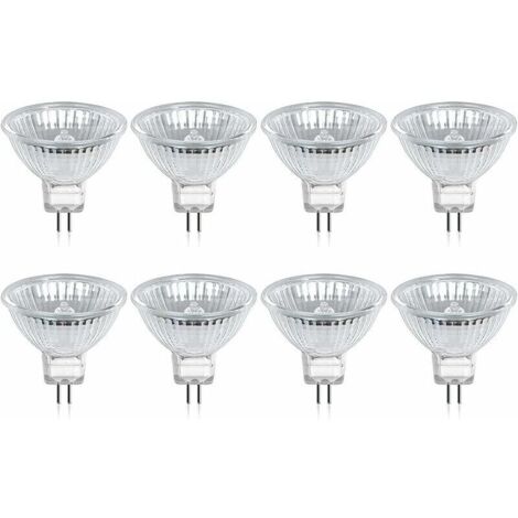 royaluxe -Ampoule Halogène GU5.3 MR16 35W 12V Blanc Chaud 2800K Dimmable, Couvercle en Verre 400 Lumens 2 Broches Spot de Remplacement, Paquet de 8