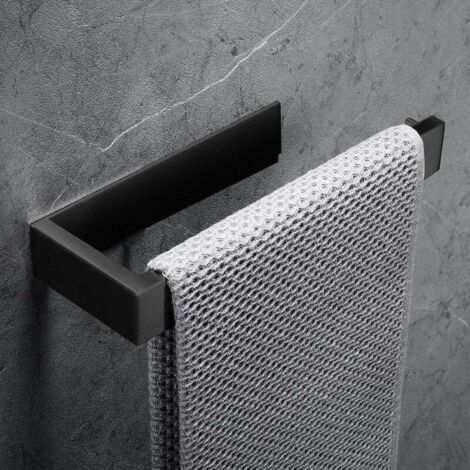 royaluxe- Anneau porte-serviettes Porte-serviettes, 304 Acier inoxydable support de serviettes Accessoirs WC Salles de Bains (sans perçage, noir)