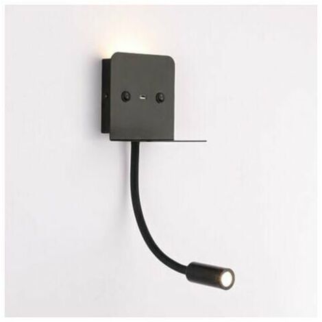 royaluxe - Applique murale + liseuse led "Slange" 3W avec port usb  Noir - Noir