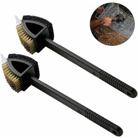 royaluxe - Barbecue Four Grill Cuisine Brosse de Nettoyage de Fil Métallique Brosse de Nettoyage de Gril 2 Ppièces Brosse Nettoyante pour Poils de Barbecue avec Grattoir en Métal avec Grattoir