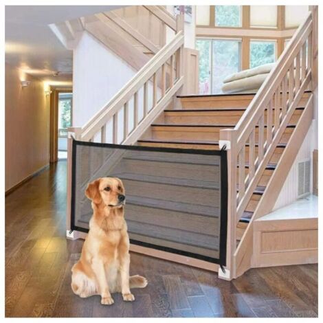 royaluxe -Barrière de Sécurité Chien, Barriere Animaux,Barrière pour Animal Domestique, Animal Domestique Rétractable Barrières pour Escalier Cuisine Portable Pliable Installer n'importe Où,Noir (180 