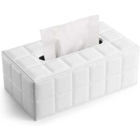 royaluxe - (Blanc) Boîte à Mouchoir Rectangulaire en Cuir