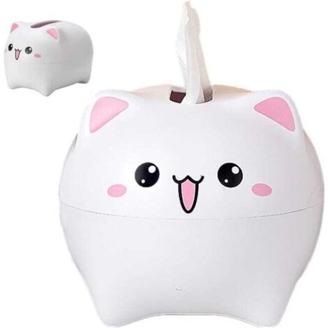 royaluxe - Boîte À Mouchoirs Chat Kawaii Distributeur De Mouchoirs en Papier pour Bureau Maison Décoration Compacte Et Léger Avec support à ressort