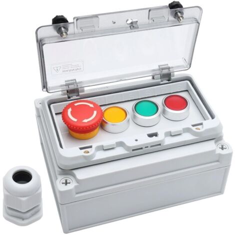 royaluxe -Boîte de commutation à bouton-poussoir rouge momentané + vert rouge jaune interrupt à bouton-poussoir avec couvercle de protection IP67 interrupt de fonctionnement infaillible étanche extéri