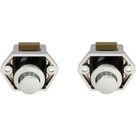 royaluxe -Bouton Poussoir Camping Car - Loquet Serrure Bouton Fermeture Porte Placard pour RV Caravane de Mot 2 pièces(Chromé),