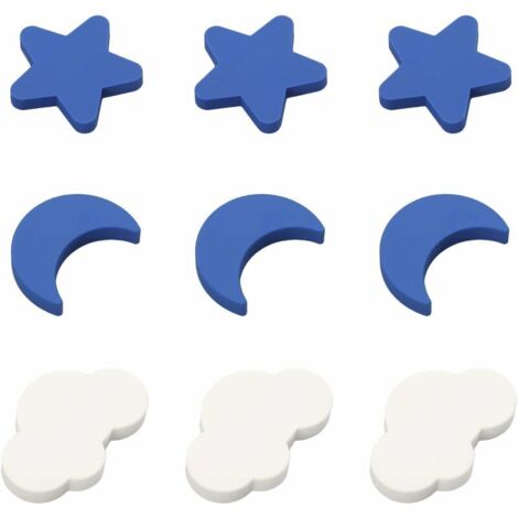 royaluxe - boutons de tiroir pour enfants star, boutons de porte enfants, Boutons de tiroir souples pour enfants Boutons de nuages de lune étoile pour armoire de placard de chambre denfants, 9 pièces,