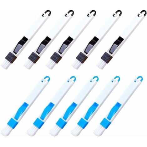 royaluxe - Brosse de nettoyage pour fentes de fenêtre, Mini Pelle et Brosse, Brosse Fenêtre Gap, 2 en 1 petit espace de nettoyage du clavier de ventilation avec mini-pelle à poussière et brosses, 10 P
