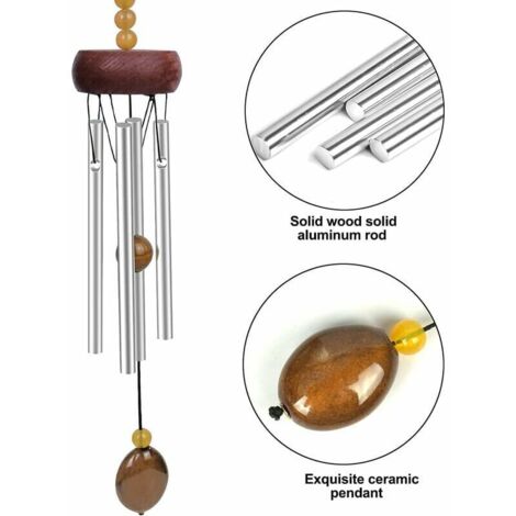 royaluxe -Carillon à Vent de Jardin, Carillons de Vent pour extérieur, Bells Carillon éolien Cloches, Carillons éoliens, Tube en Aluminium Bois Massif Carillons éoliens pour Patio Maison décoration (B