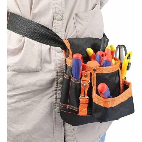 royaluxe -Ceinture à outils, sangle magnétique, tissu Oxford imperméable 600D, sac de rangement multifonctionnel à ceinture réglable, sac d'électricien professionnel durable orange