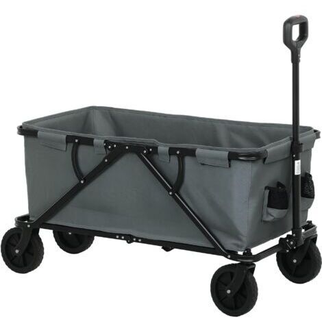 royaluxe -Chariot de jardin pliable, capacité de charge 120 kg, avec bâche amovible, 160 litres, gris foncé