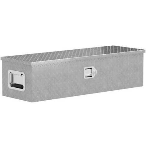 royaluxe -Coffre de rangement robuste en aluminium avec poignées latérales, serrure et clés, boîte à outils, 99 x 33 x 25,5 cm