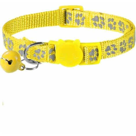 royaluxe -Collier Chat Anti Étranglement, 2 pcs Réglable Réfléchissant Collier pour Chat Chaton Chiot avec Clochette et Boucle de Sécurité, 19-32cm Jaune