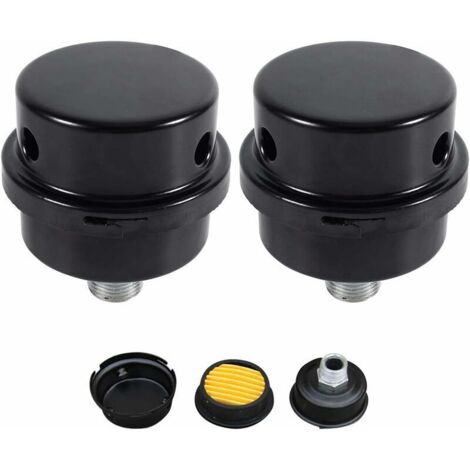 royaluxe -Compress d'air Filtre Silencieux, 3/8" 16mm Male Filetage Metal Coque Air Compress Silencieux Filtre, Silencieux Fliter d'admission en métal pour les chaudières à compress d'air 2 Pcs
