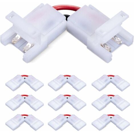 royaluxe - Connecteur Ruban LED à 2 broches pour coin angle droit 90 angle Tournage Connexion de 10mm Wide Simple couleur LED Strip Bande, Raccord Forme de L, Pack de 10