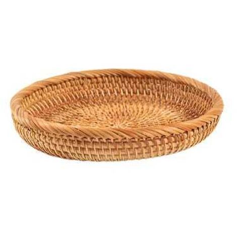 royaluxe - Corbeille à fruits en osier tressé rond - Assiette à fruits secs - Petite corbeille à fruits, 19 x 3 cm