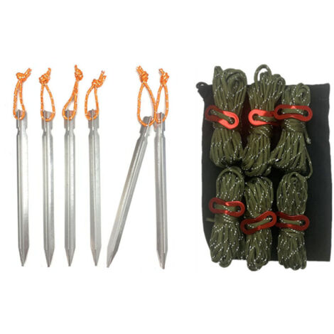 royaluxe -Cordes de tente avec boucles de cheville, ensemble de cordes réfléchissantes avec sac de rangement pour Camping en plein air, vert armée
