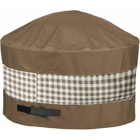 royaluxe - Couvercle de Foyer extérieur Rond avec Deux Sangles Autocollantes réglables pour Barbecue - Tissu Oxford 44D24H inch résistant aux intempéries - Accessoire de Protection pour Foyer,