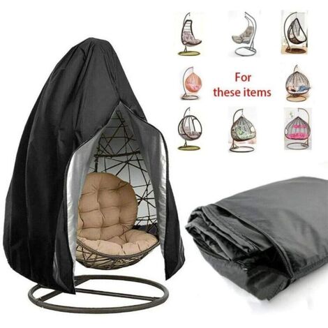 royaluxe - Couverture de Chaise Suspendue Housse de Fauteuil Suspendu Housse de Protection pour œufs Chaise Housses Imperméable pour Mobilier Balancelles de Jardin Noir