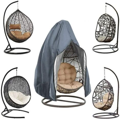 royaluxe - Couverture de Chaise Suspendue, Housse de Fauteuil Suspendu, Housse de Protection pour Oeufs Chaise, Imperméable Housse Meuble Couverture avec Fermeture à Glissière, 115x190cm (Gris)