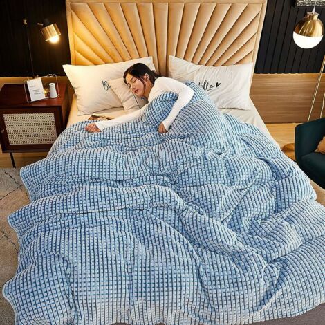 royaluxe -Couvertures et plaids  Plaid Couverture ,Couverture en épaisse Douce Et Confortable, Peut être Utilisée comme Draps De Lit, Couverture bébé (Bleu et Blanc, 70100cm)