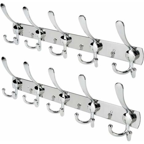 royaluxe - Crochet Mural Patères Porte Manteaux En Acier Inoxydable  Pour Porte-manteau/Serviettes/Chapeau Argent (2 Pack 15 Crochets)