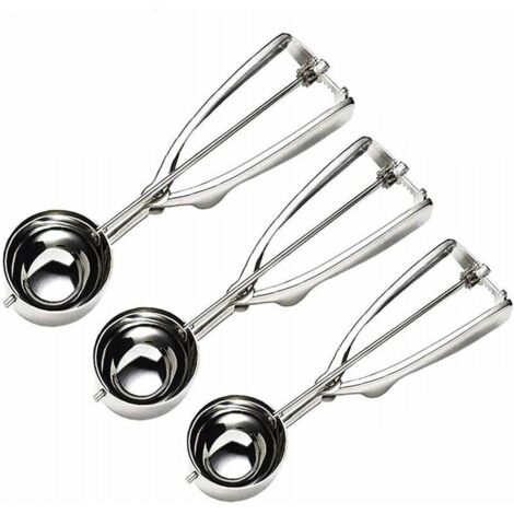 royaluxe - Cuillère à crème glacée - 3 cuillères à crème glacée réutilisables Cuillère à crème glacée en acier inoxydable 304 avec renfort Cuillères à biscuits sphériques servant des sorbets à la crèm