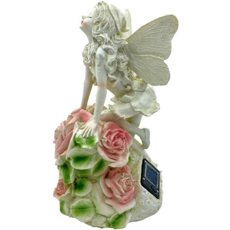 royaluxe -Décoration de jardin de conte de fées en plein air, statue d'ange de jardin à énergie solaire – Décoration de jardin de conte de fées à fls éclairées à l'énergie solaire, statue de conte de 