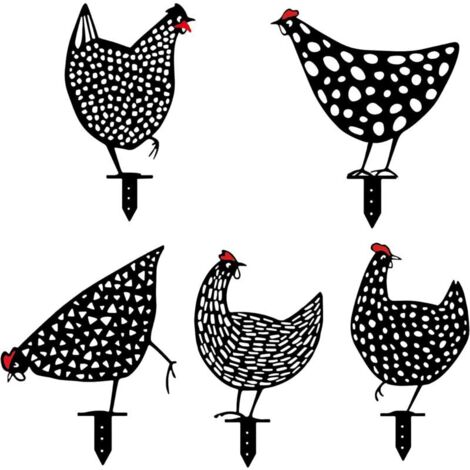 royaluxe -Décorations de poulet de jardin 5 pièces, coq en métal, décorations réalistes de pelouse de poule, art de ferme de poulet, allées de pelouse, trottoirs, décorations de jardin extéri