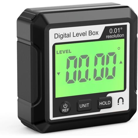 royaluxe -Digital Finder Finder Backlit LCD Angle numérique Angle Magnine Magnétique Inclinomètre Boîte de Mesure d'angle Portable Outil de Mesure de la Batterie Angle Fonction(Noir + Blanc)