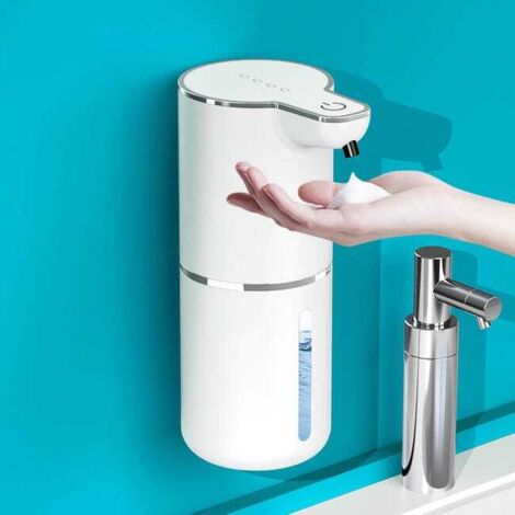 royaluxe - Distributeur de Savon Automatique, 380ml Distributeur de Savon avec Capteur de Mouvement Infrarouge, Mural, Rechargeable par USB, Étanche IPX5, Adapté