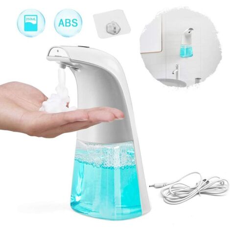 royaluxe - Distributeur Savon Mousse Automatique Distributeur Savon Liquide Utilise Piles ou USB Connecteur, 250ml,àvec Capteur Infrarouge, pour Cuisine Salle de Bain École Bureau