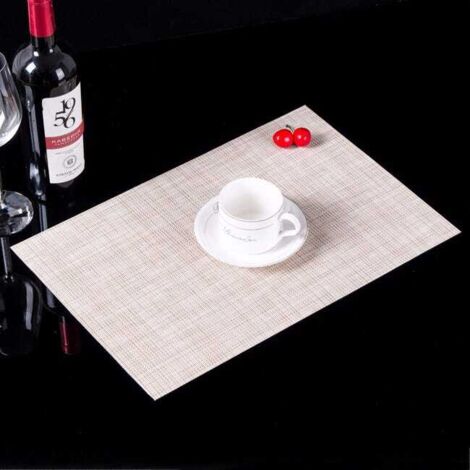 royaluxe - Ensemble de 6 pièces : sets de table, nappe et sous-verres en PVC tissé. Antidérapants, imperméables et résistants à la chaleur (45x30cm).Numéro 4.