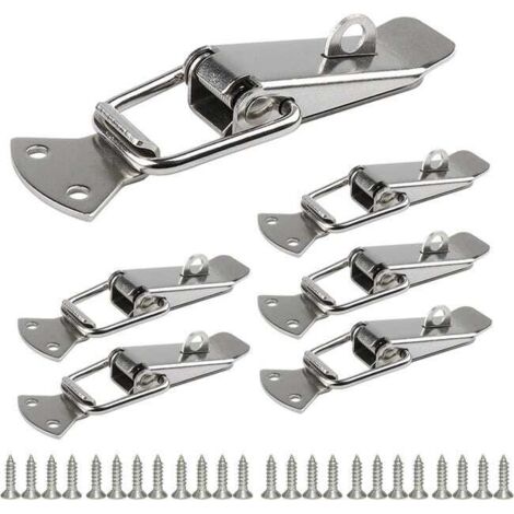royaluxe - Ensemble de 8 cadenas à ressort en acier inoxydable avec trous pour cadenas (argent, petit (6 pièces))