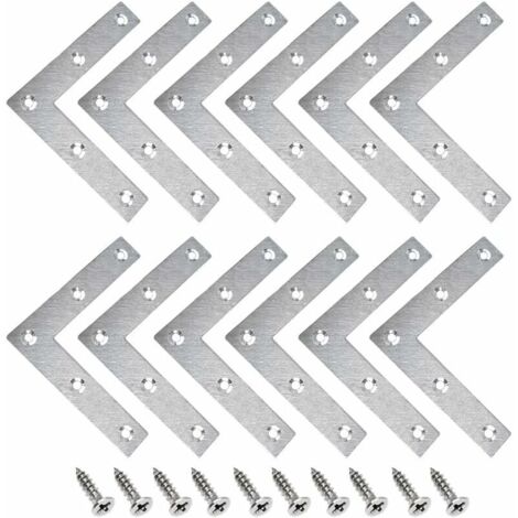 royaluxe - Equerre Metal Plate 15 Pièces Acier Inoxydable Droit Angle de Fixation Forme L en Angle Acier Inoxydable Plats Droits Support Acier Inoxydable Connecteur D'angle Plaque Perforée, 80 80MM