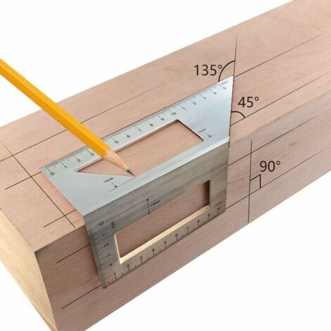 royaluxe - Équerre Triangle Règle d'Angle Rapporteur Outil de Mesure en Alliage - Règle d'angle Multifonctions, Règle en Alliage d'aluminium, Jauge Verticale en Forme de T ,