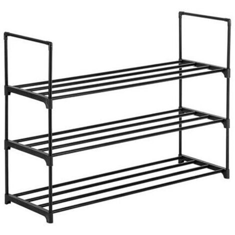 royaluxe -Étagère à chaussures à 3 niveaux organisateur de stockage d'étagère de tour de chaussure pour chambre, entrée, couloir et placard couleur noire