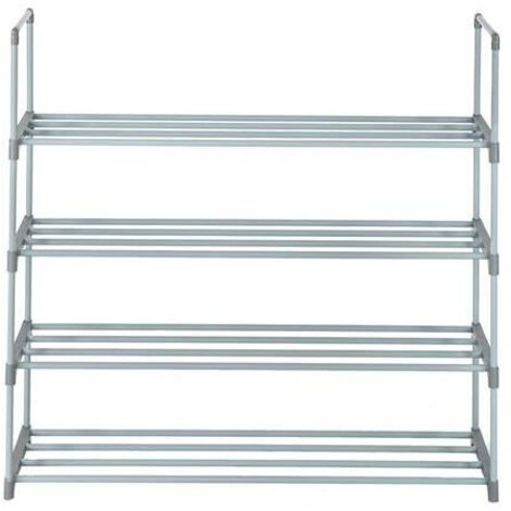 royaluxe -Étagère à chaussures à 4 niveaux organisateur de stockage d'étagère de tour de chaussure pour chambre, entrée, couloir et placard couleur grise