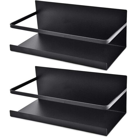 royaluxe - Étagère à épices magnétique Réfrigérateur Étagère à épices Réfrigérateur à un étage Étagère à épices Magnétique Gain de place Noir 2 Pack