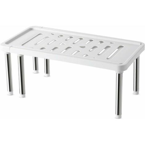 royaluxe - Étagère de placard, étagère de cuisine, 1 pièce de rangement d'armoires de cuisine en acier inoxydable PP durable réglable pour cuisines placards salles de bains (34,8 x 18 x 15,5 cm, blanc